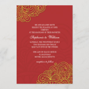 Asian Floral Swirl Wedding Invitation Kaart