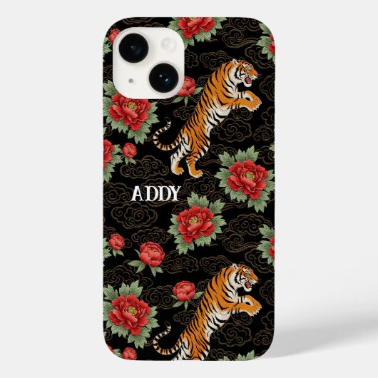 Asian Floral Tiger Maximalist Unique Custom Name Case-Mate iPhone Case (Achterkant)