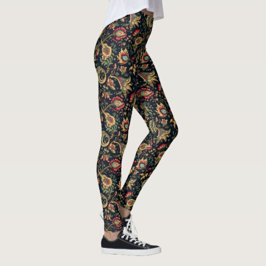 Asian Flower Dark Chinoiseries Leggings -  (Rechts)