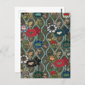 Asian Flower Fan Pattern Briefkaart