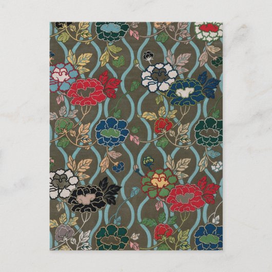 Asian Flower Fan Pattern Briefkaart (Voorkant)