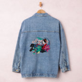Asian Geisha Dragon Cherry Blossoms Blue Denim Jacket (Hangar)