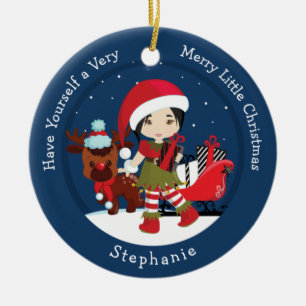 Asian Girl Elf Keramisch Ornament