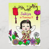 Asian Girl Fairy Birthday Kaart (Voorkant / Achterkant)