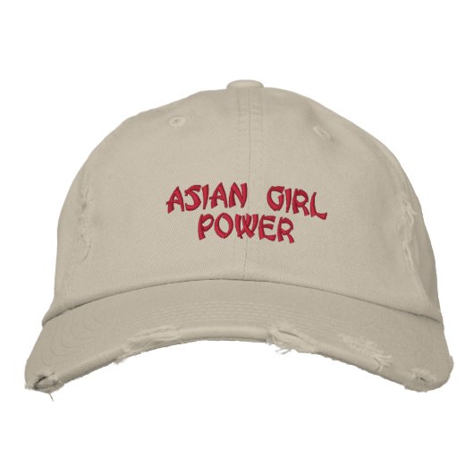Asian Girl Power Geborduurde Pet (Voorkant)