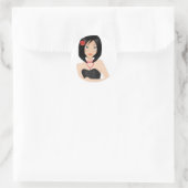Asian Girl Ronde Sticker (Tas)