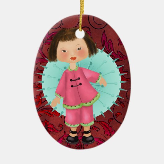 Asian Girl - SRF Keramisch Ornament (Voorkant)