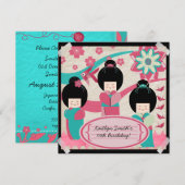 Asian Girls Birthday Invitation Kaart (Voorkant / Achterkant)