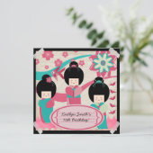 Asian Girls Birthday Invitation Kaart (Staand voorkant)