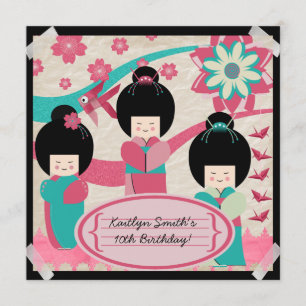 Asian Girls Birthday Invitation Kaart