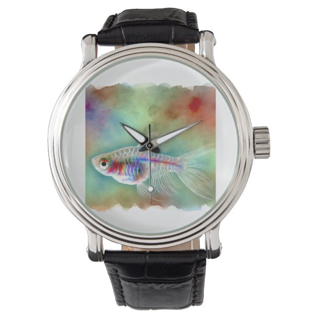 Asian Glassfish 230824AREF111 - Watercolor Horloge (Voorkant)