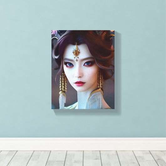 Asian Goddess Ai Generated Art Canvas Afdruk (Insitu (Houten vloer))