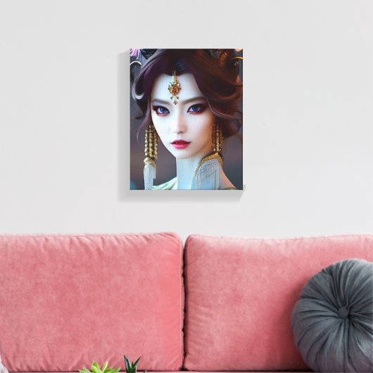 Asian Goddess Ai Generated Art Canvas Afdruk (Insitu (Woonkamer))