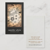 -Asian Gold Peacock en Lotus Black Linen Visitekaartje (Voorkant / Achterkant)