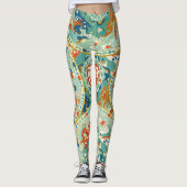 Asian Horse Lime Green en Blue Pattern Leggings (Voorkant)