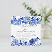 Asian Influence Blue White Floral | Bridal Tea Kaart (Staand voorkant)
