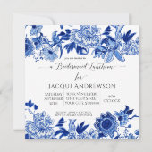 Asian Influence Blue White Floral Bridesmaid Kaart (Voorkant)
