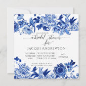 Asian Influence Blue White Floral Vrijgezellenfees Kaart (Voorkant)