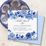 Asian Influence Light Blue Floral |Bridal Shower Kaart<br><div class="desc">Light blue version BRIDAL SHOWER INVITATION with a square format. Features a hand painted acrylic watercolor design with chinoiserie flowers and leaf border top and bottom that slightly overlays the white, inner edge to edge rechtangle. Bridal Shower uitnodiging gevolgd door paper party goods to coordinate. Artwork was created by artist,...</div>