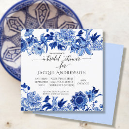 Asian Influence Light Blue Floral |Bridal Shower Kaart
