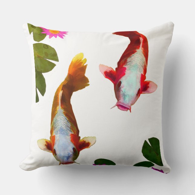Asian Koi Fish Carp Fantasy Eastern Kussen (Voorkant)