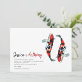 Asian Koi Fish Wedding Invitation Kaart (Staand voorkant)