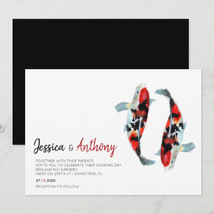 Asian Koi Fish Wedding Invitation Kaart