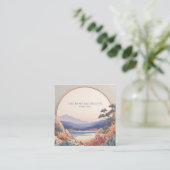 Asian Landscape Gold Circle Floral Serene Vierkante Visitekaartje (Staand voorkant)