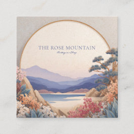 Asian Landscape Gold Circle Floral Serene Vierkante Visitekaartje