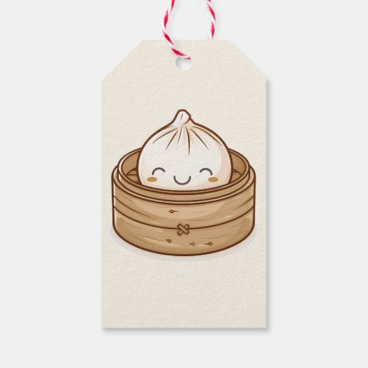 Asian Little Dumpling Kawaii Baby shower Cadeaulabel (Achterkant)