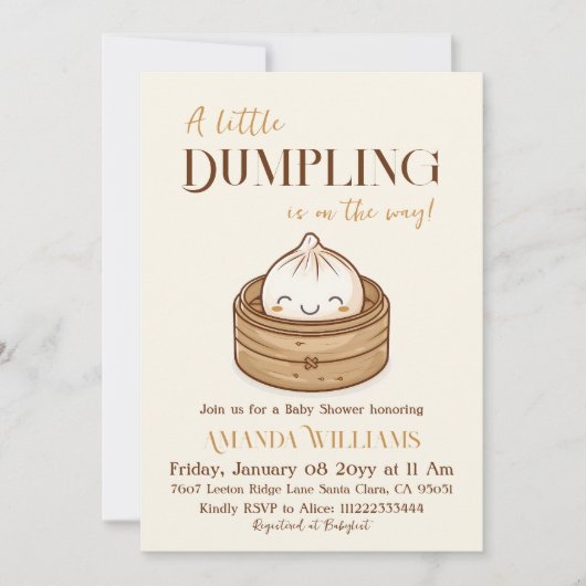 Asian Little Dumpling Kawaii Baby shower Kaart (Voorkant)