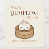 Asian Little Dumpling Kawaii Baby shower Wijn Etiket (Enkel label)