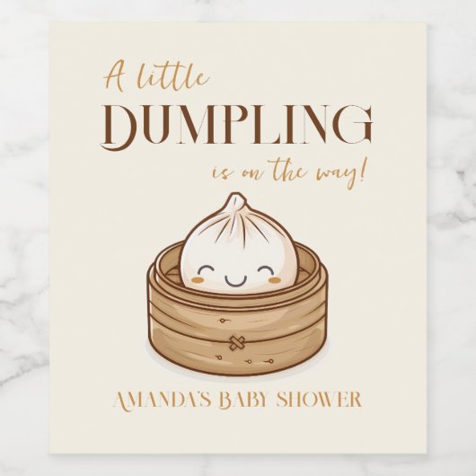 Asian Little Dumpling Kawaii Baby shower Wijn Etiket (Enkel label)