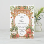 Asian Lotus Tea Ceremony Wedding Invitation Kaart (Staand voorkant)
