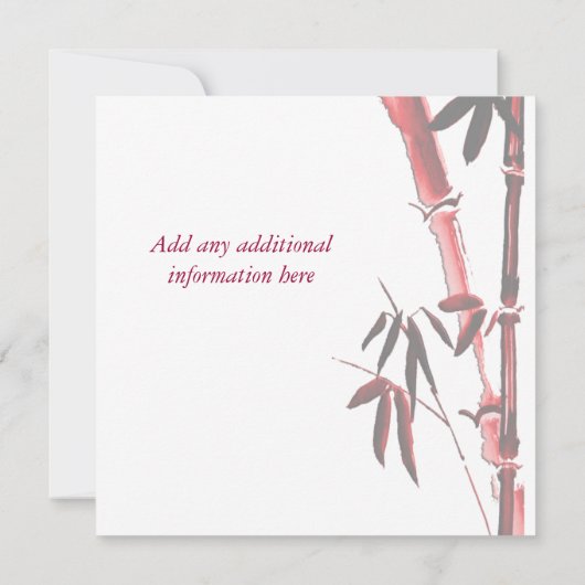 Asian LOVE Symbol Chinese bruiloft-uitnodiging Kaart (Achterkant)