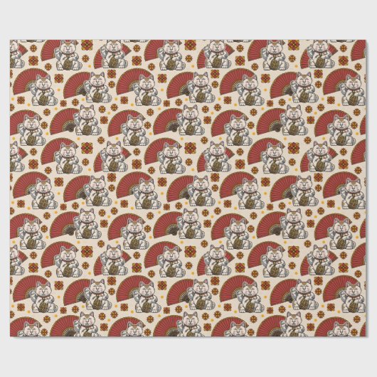 Asian Maneki Neko Cat Cadeaupapier (Vlak)