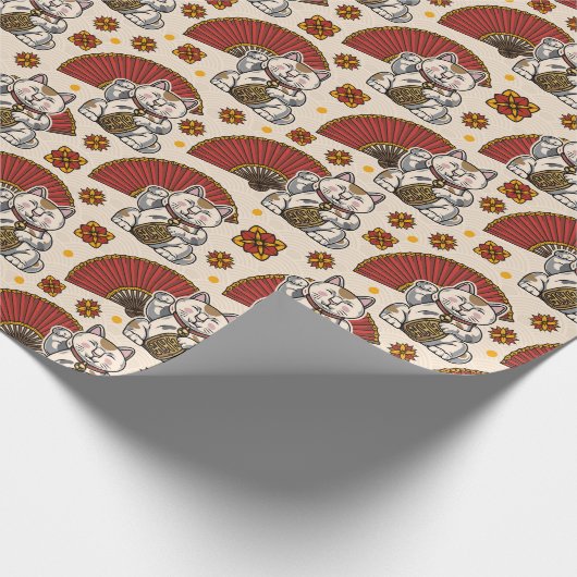 Asian Maneki Neko Cat Cadeaupapier (Hoek)