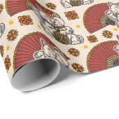 Asian Maneki Neko Cat Cadeaupapier (Rol Hoek)