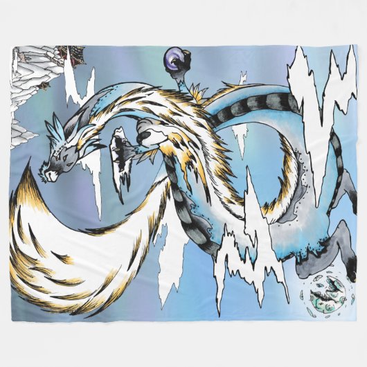 Asian Mystic Dragon Fleece Deken (Voorkant (Horizontaal))
