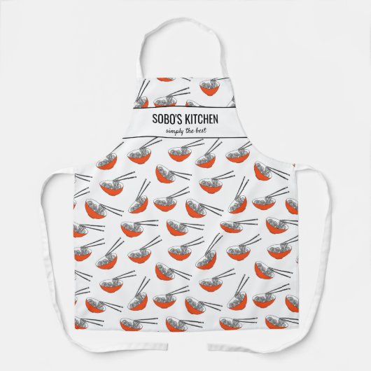 Asian Noodle Restaurant Chef Sobo's Kitchen Custom Schort (Voorkant)