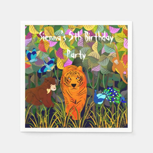 Asian Oerwoud Tiger Sun Beer Peacock Indian Roller Servet (Voorkant)