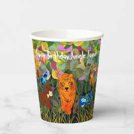Asian Oerwoud Tiger Sun Beer Peacock Monkey Papieren Bekers
