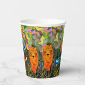 Asian Oerwoud Tiger Sun Beer Peacock Monkey Papieren Bekers (Rechts)