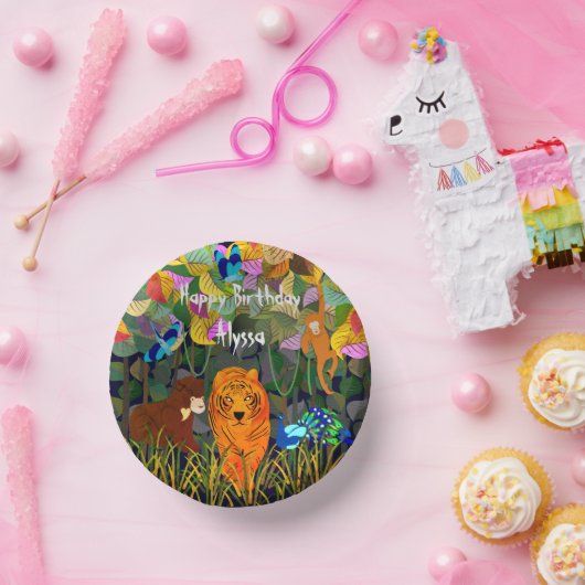 Asian Oerwoud Tiger Sun Beer Peacock Monkey Papieren Kommen (Feest)