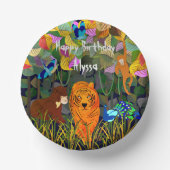 Asian Oerwoud Tiger Sun Beer Peacock Monkey Papieren Kommen (Voorkant)