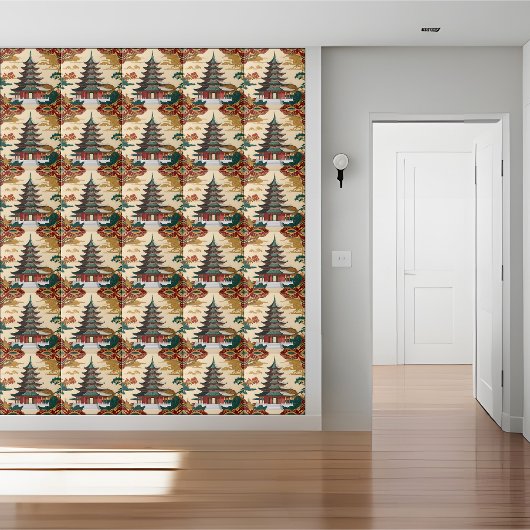 Asian Pagoda Chinoiserie Design Tegel Tegeltje