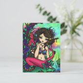 Asian Panda Mystical Pond Mermaid Fantasy Art Girl Briefkaart (Staand voorkant)