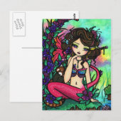 Asian Panda Mystical Pond Mermaid Fantasy Art Girl Briefkaart (Voorkant / Achterkant)