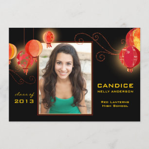 Asian Paper Lantern Foto Afstudeerder 2013 Aankond Kaart