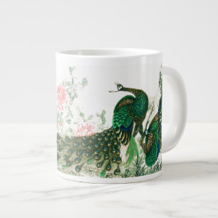 Asian Peacock Birds Peony Flowers Jumbo Mok